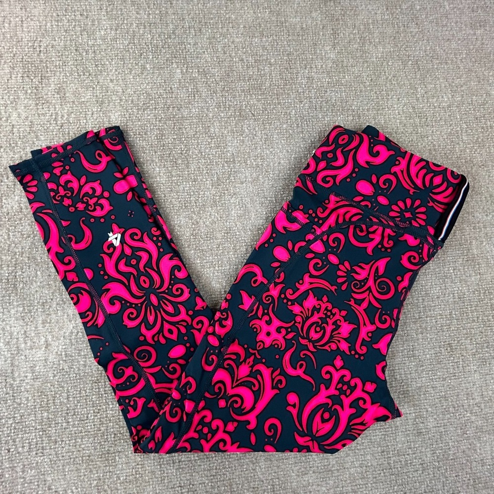 Fourlaps Plyo Leggings Womens Medium Multicolor Floral Velvet Wallpaper Athletic